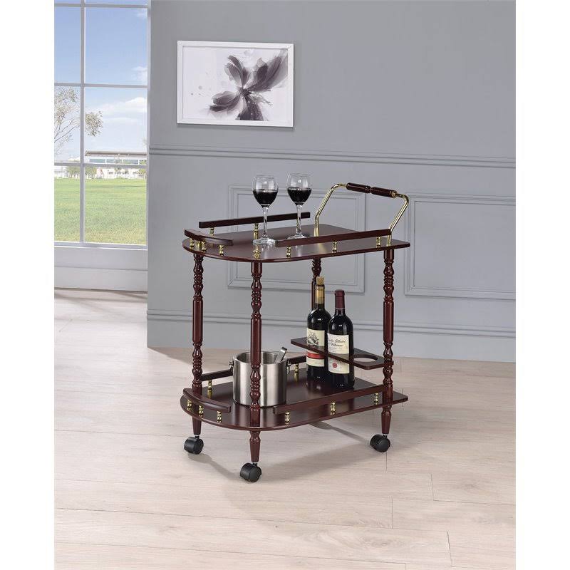 Merlot and Brass Serving Cart E22662