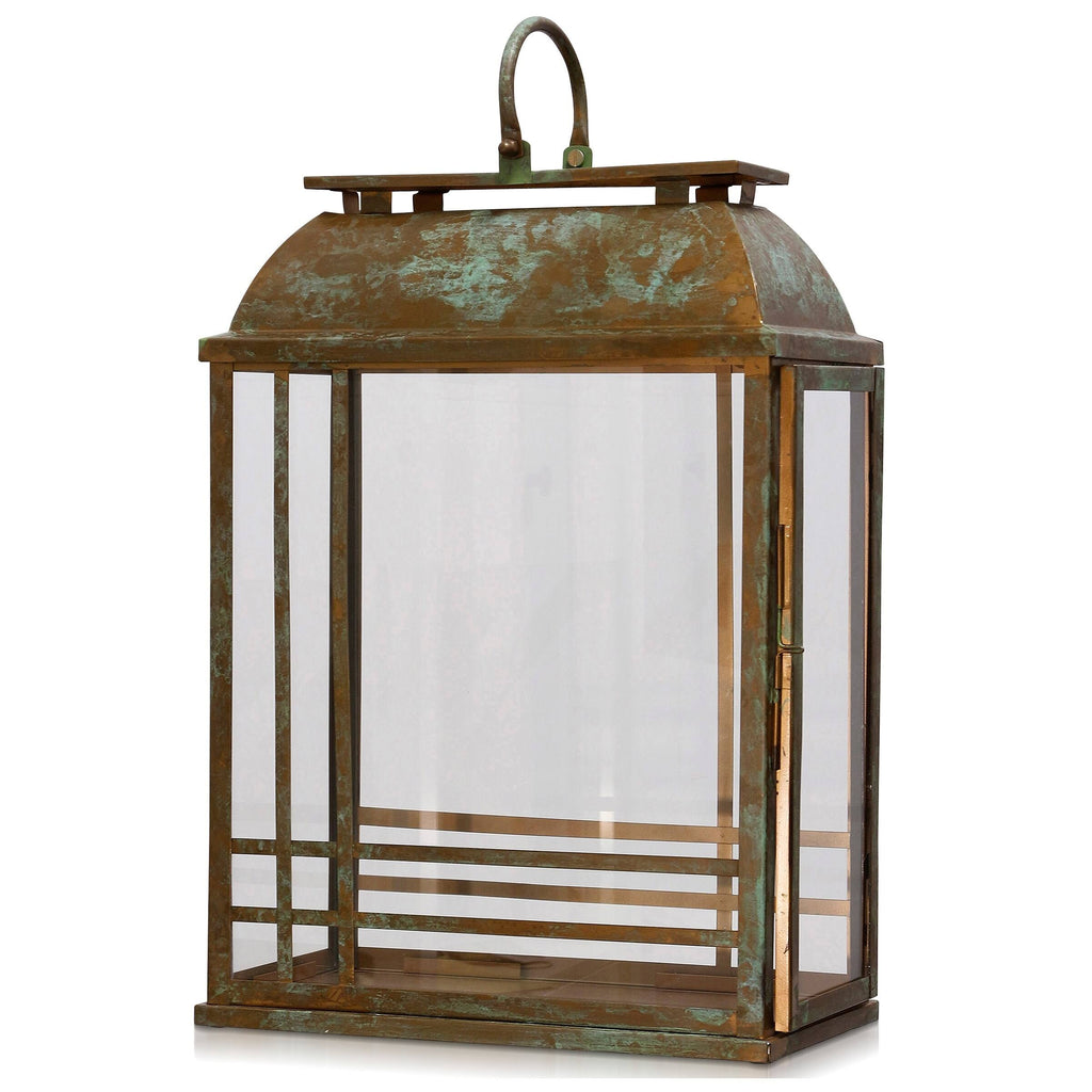 Antique Copper Metal Lantern with Clear Glass P3282