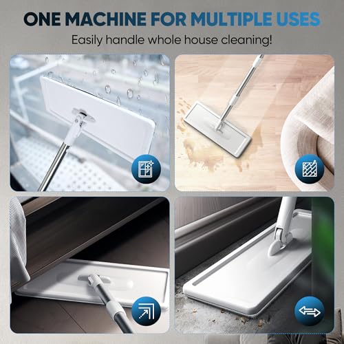 Mop and Bucket with Wringer Set, Flat Mop with 3 Washable Microfiber Pads M445569