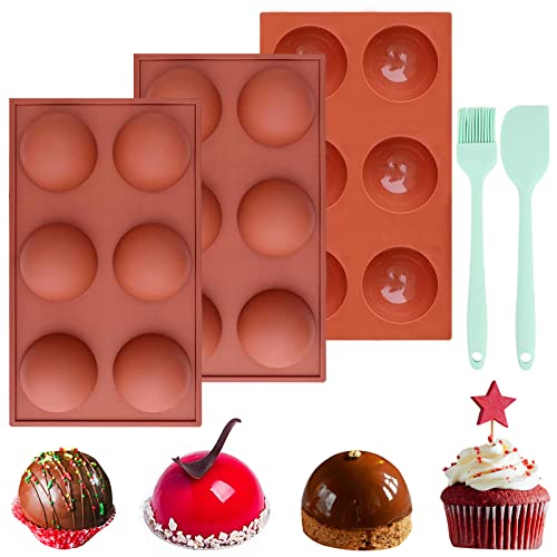 2.5 Inch Silicone Hot Chocolate Bomb Mold 3 Pack with Brush and Spatula F25646