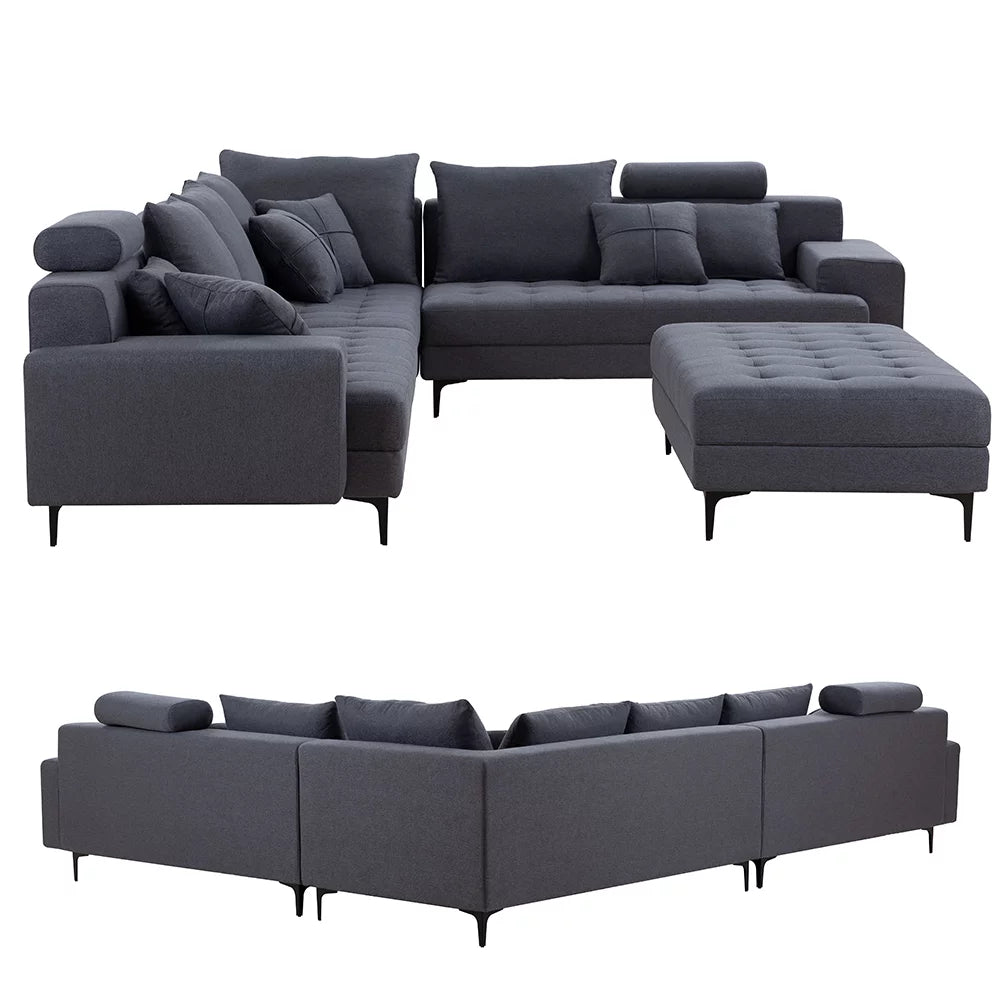 Oversized U Shaped Modular Sectional Sofa with Storage Ottoman M183821