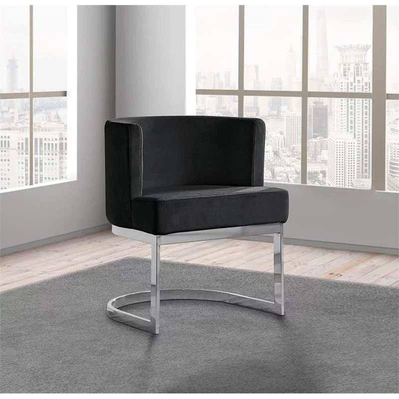 Black Velvet Accent Chair with Chrome Base N48107