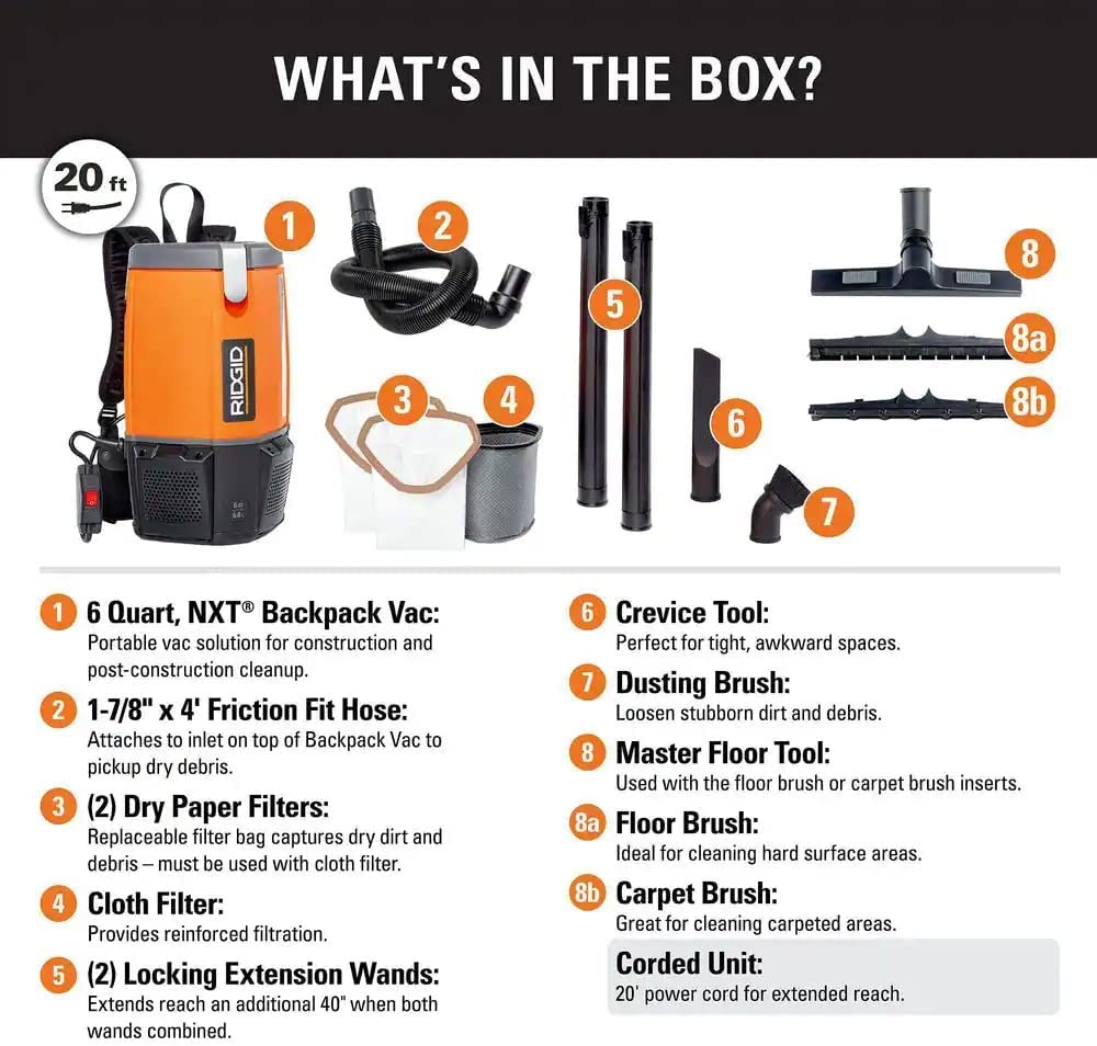 6 Qt. Backpack Vacuum Cleaner with Filters L61320