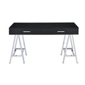 Black High Gloss 2 Drawer Rectangle Desk Y9006