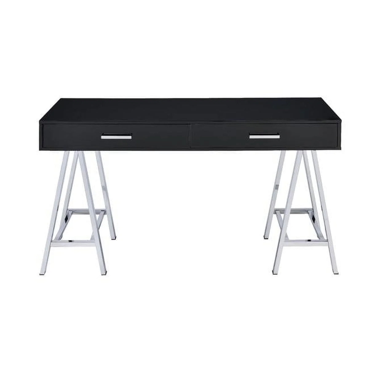 Black High Gloss 2 Drawer Rectangle Desk Y9006