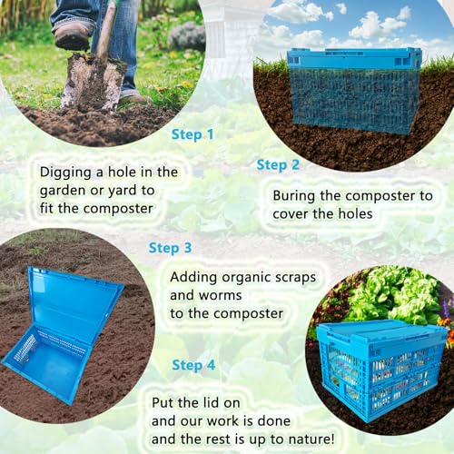 6 Gallon Foldable Compost Bin with Holes and Lids L170432