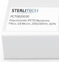 0.80um Polycarbonate Membrane Filters 200 x 250 mm, 30/pk B36079
