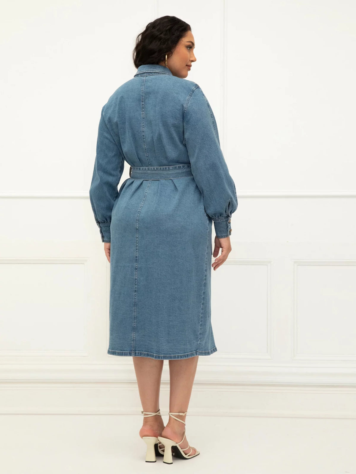 Plus Size Denim Utility Dress O33014