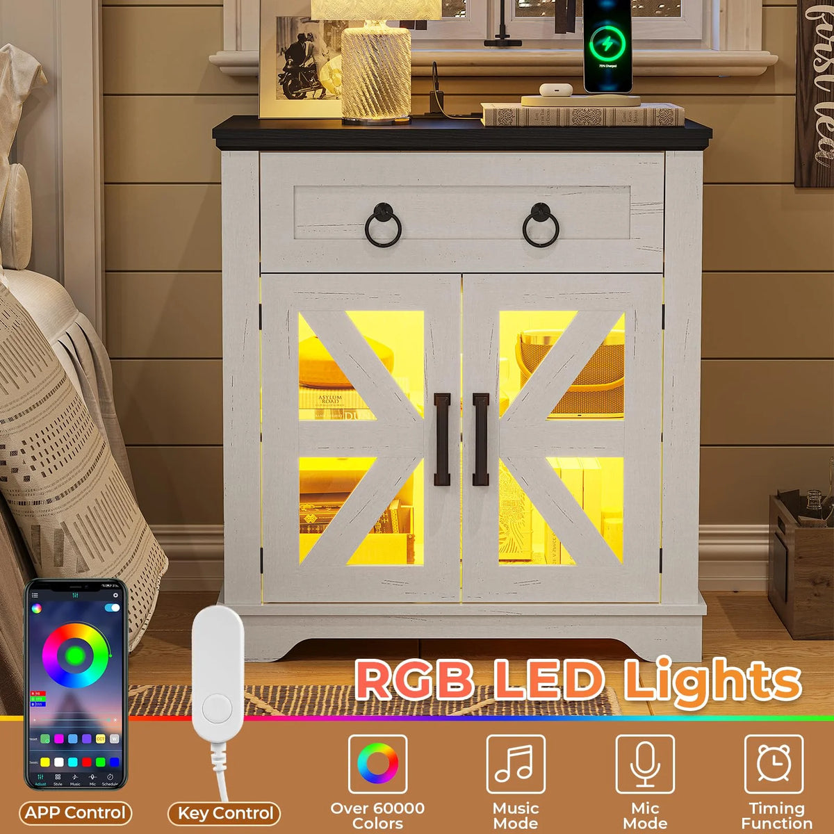 White End Table with Charging Station W4467
