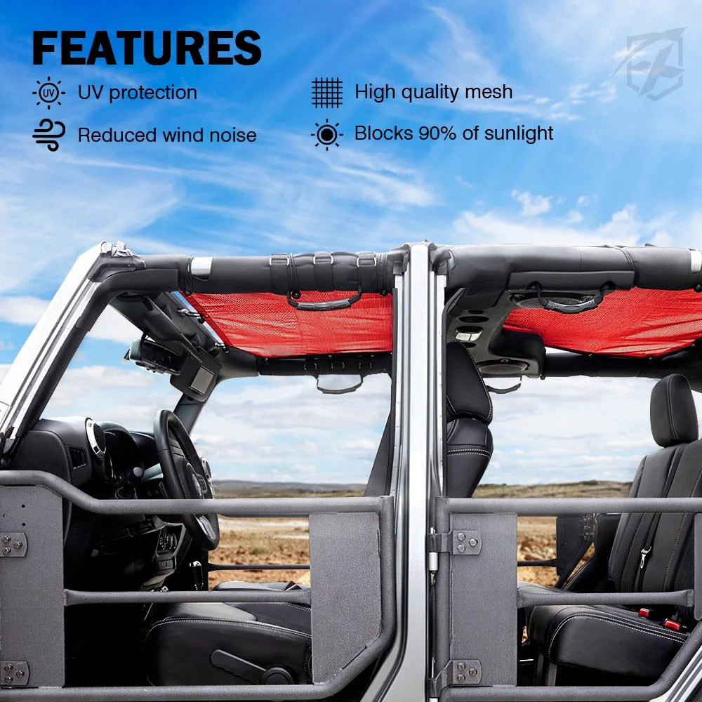 Sunshade Canopy for Jeep Wrangler JLU, PVC Material V7226