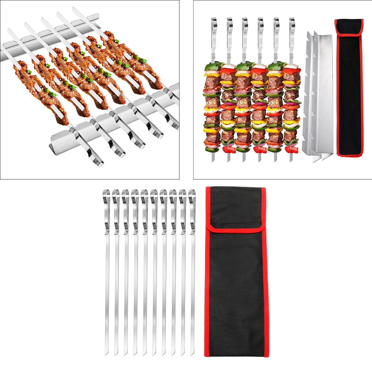 10 Pieces Barbecue Skewer Fork with Cloth Bag P72048