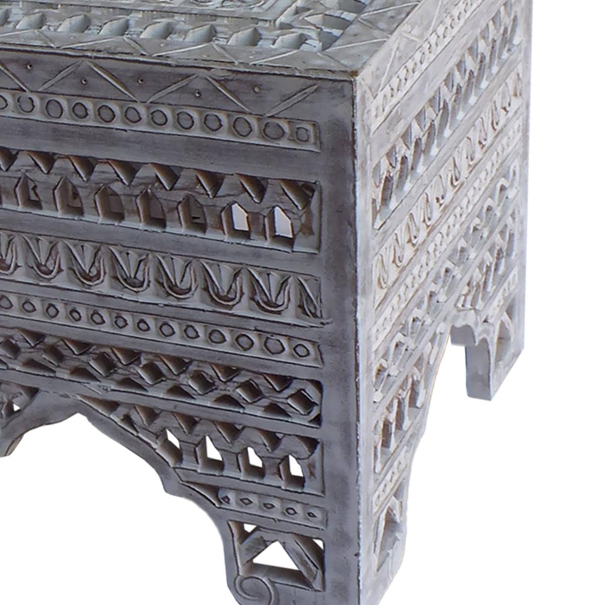 Set of 2 Washed White Mango Wood Stool L957260
