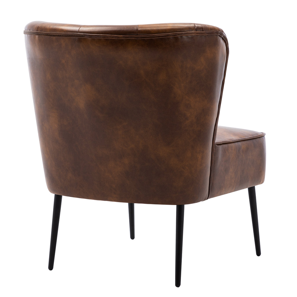 Yellowish Brown PU Tufted Accent Chair D254