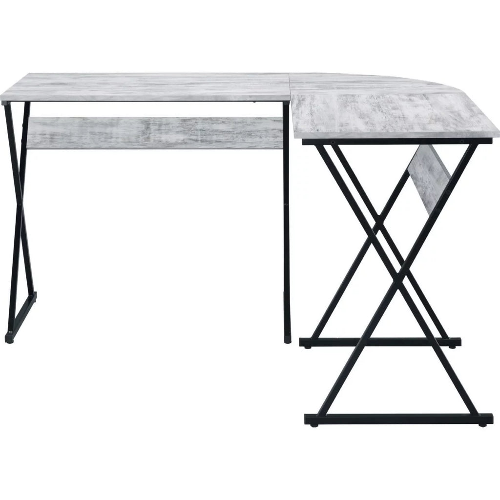 L Shape Antique White Writing Desk R150237