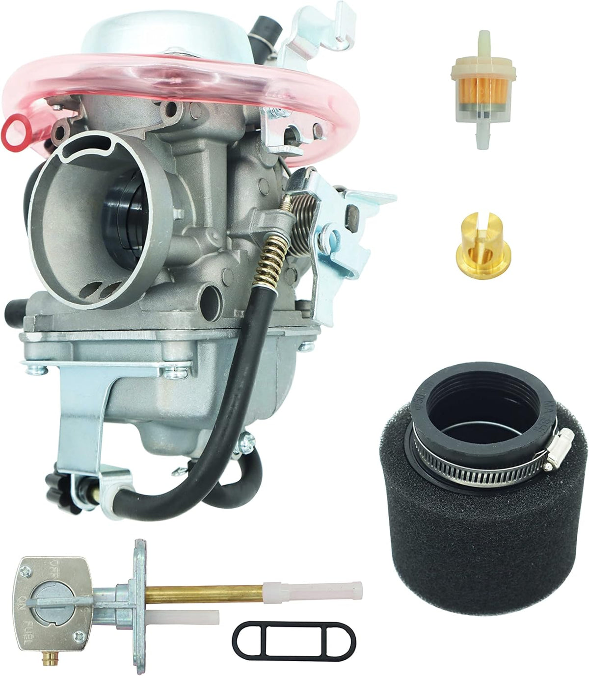 Carburetor for Kawasaki KLF300 Bayou 300 ATV with Air Filter and Fuel Petcock, Pack of 2 O5736