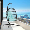 Egg Chair with Stand Rattan Wicker Hanging Swing Hammock Chair 350LBS Capacity S85358
