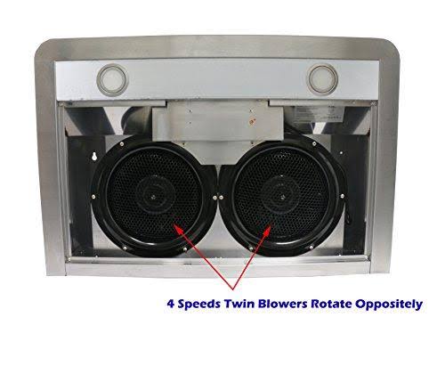 Rectangle Vent 6x22 High Stainless Steel Under Cabinet 4 Speeds 900CFM Range Hood with LED Lights E569