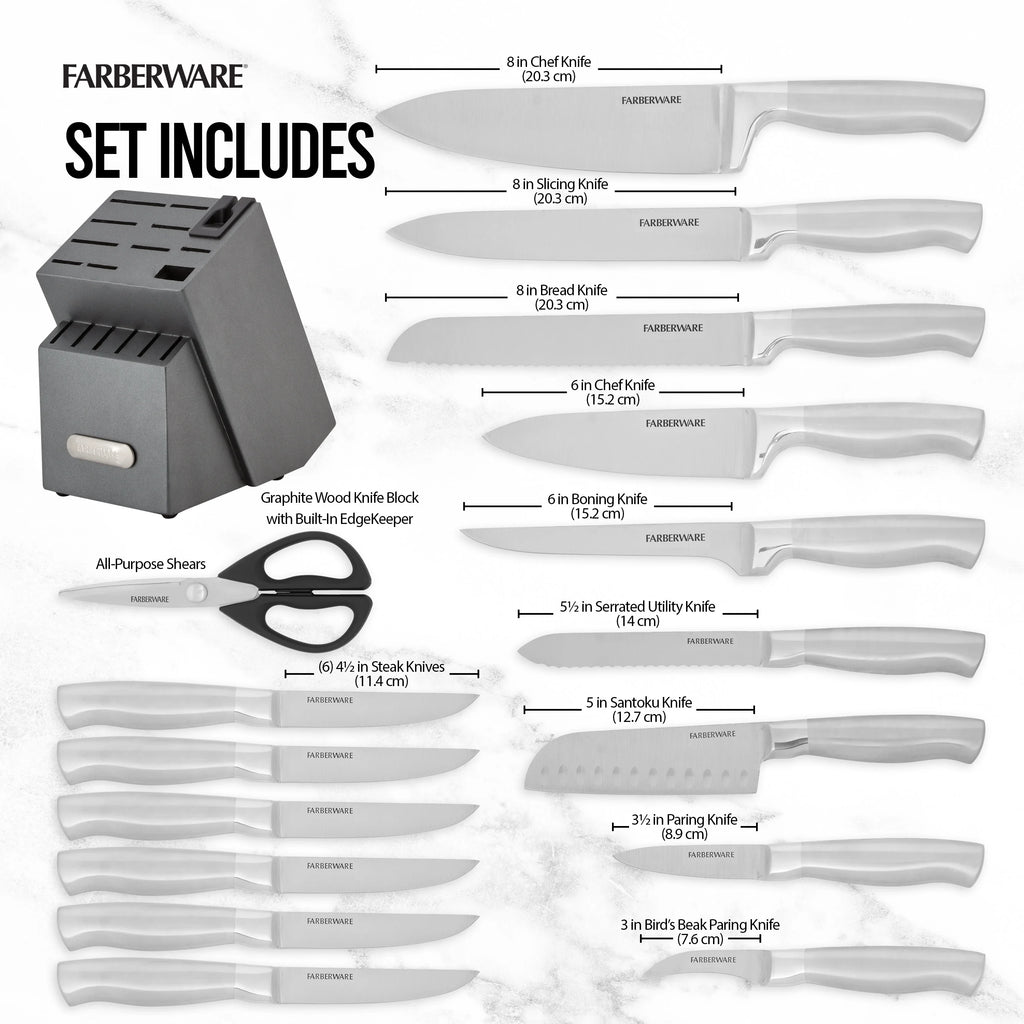 17 Piece Stainless Steel Knife Block Set Y627
