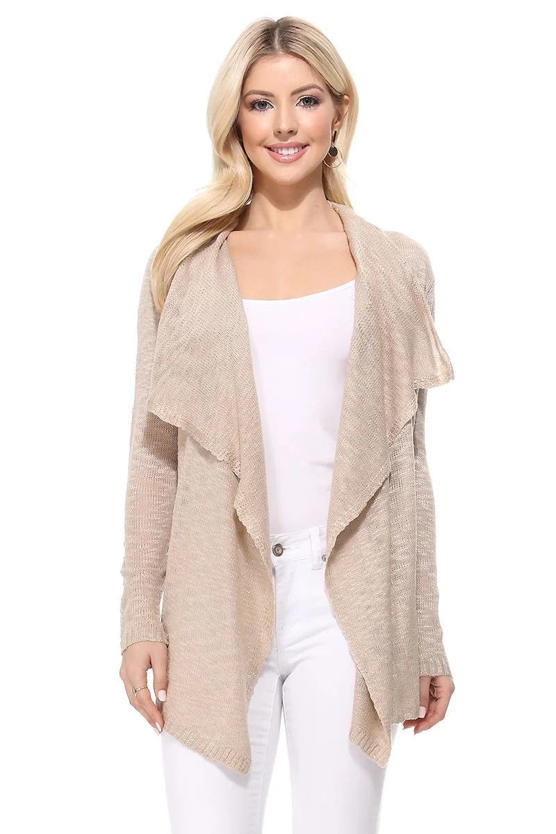 Women's Long Sleeve Sheer Open Front Cardigan Sweater T58219