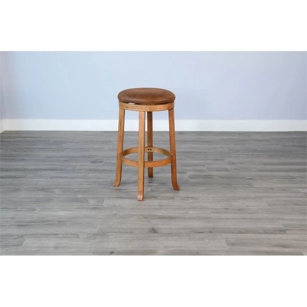 24" Mahogany Wood Backless Swivel Stool Set of 2 G35234