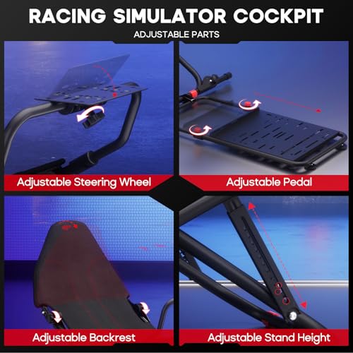 Foldable Racing Simulator Cockpit with TV Stand and Seat U29639