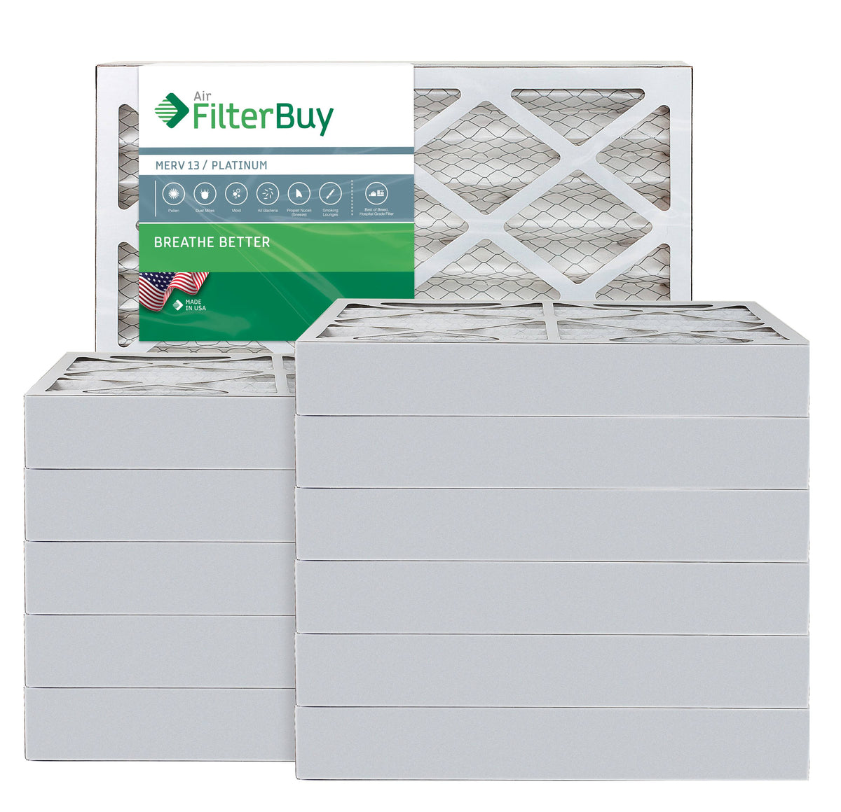 10x24x4 MERV 13 Pleated AC Furnace Air Filter, Pack of 12 J808