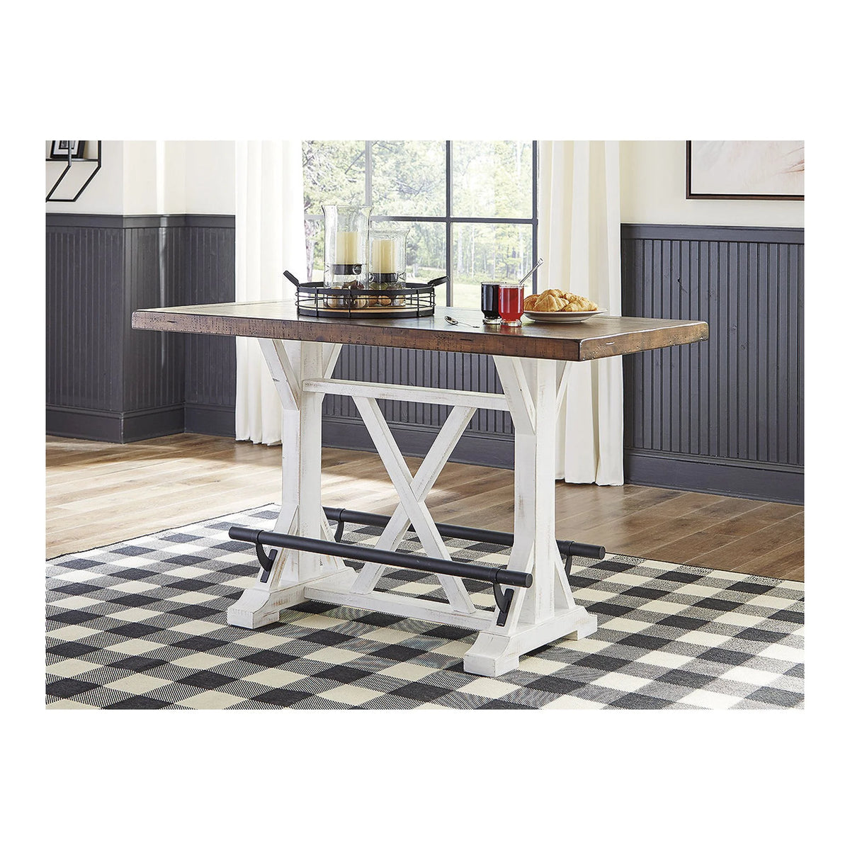 White/Brown Counter Height Dining Table V653