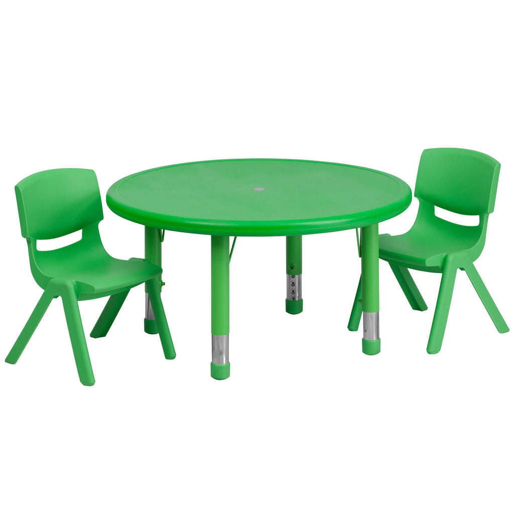 Green Plastic Height Adjustable Activity Table Set with 2 Chairs A4150