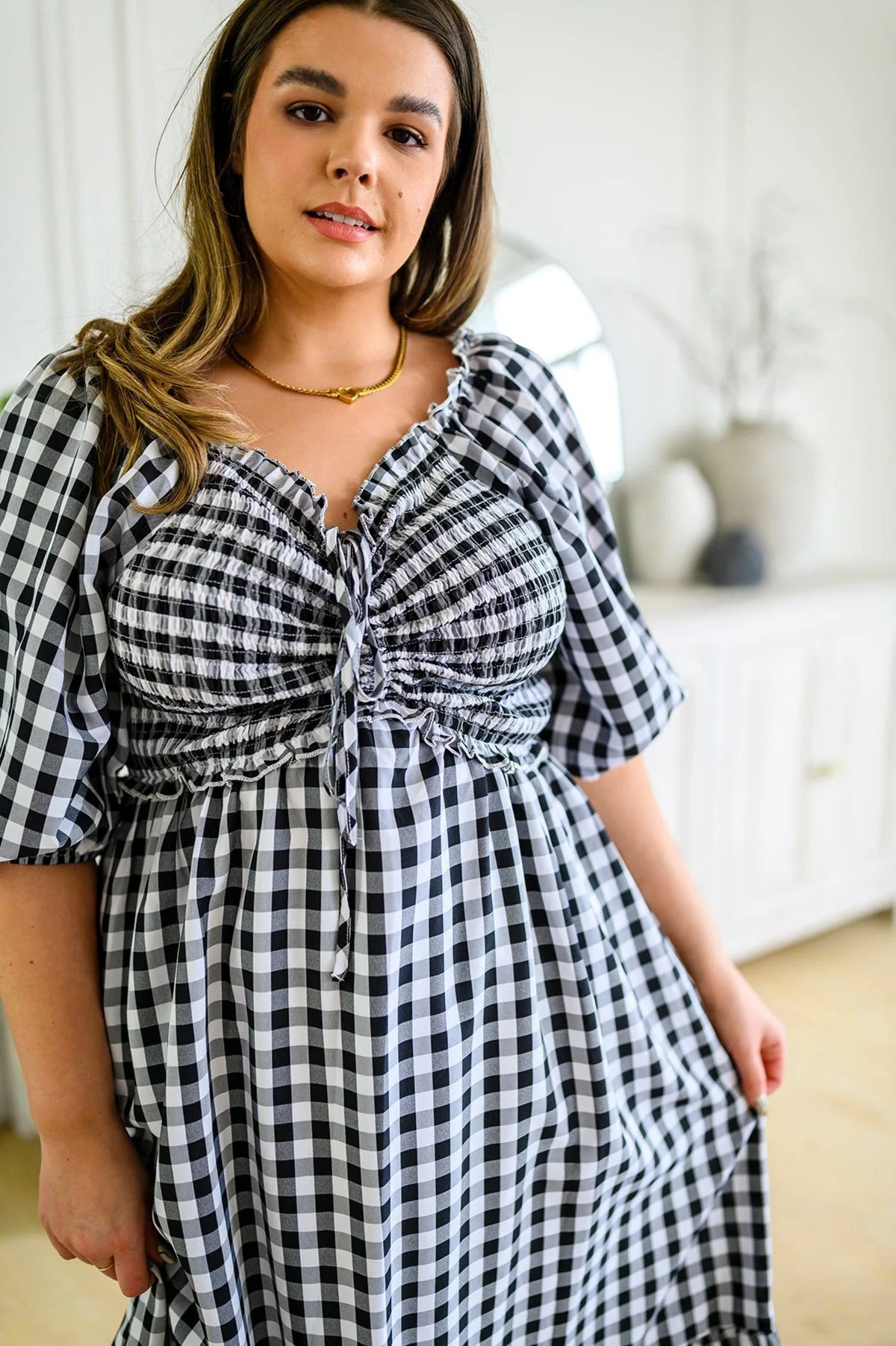 Gingham Midi Dress U76300