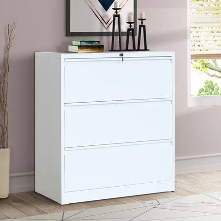 White 3 Drawer Lateral Filing Cabinet M950985