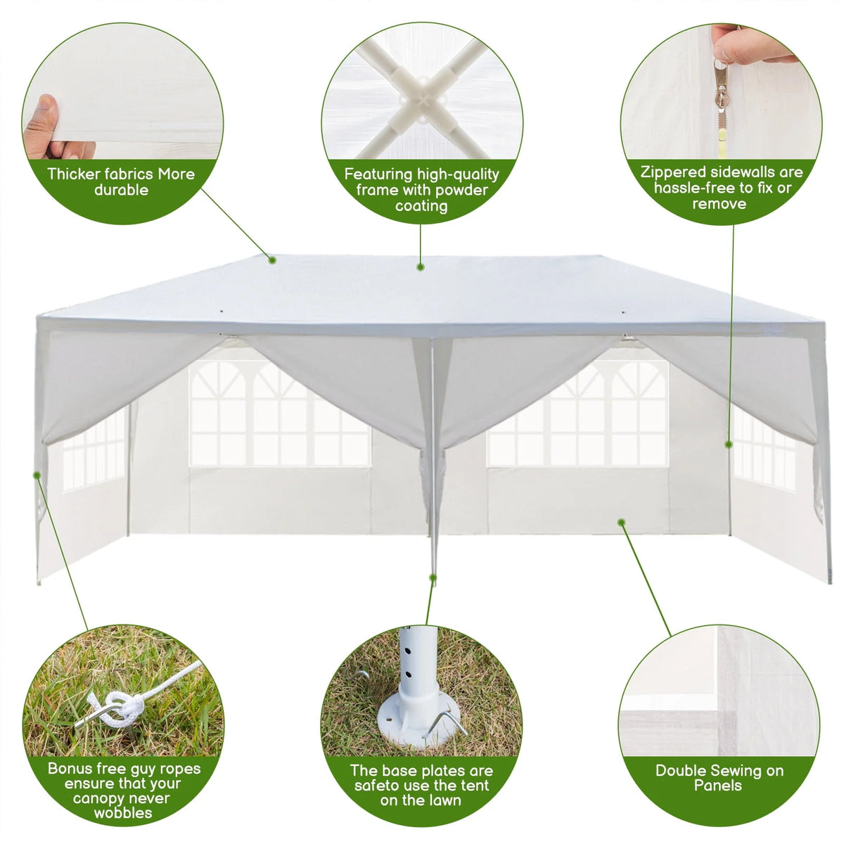10'x 20' White Party Tent with Sides W948794