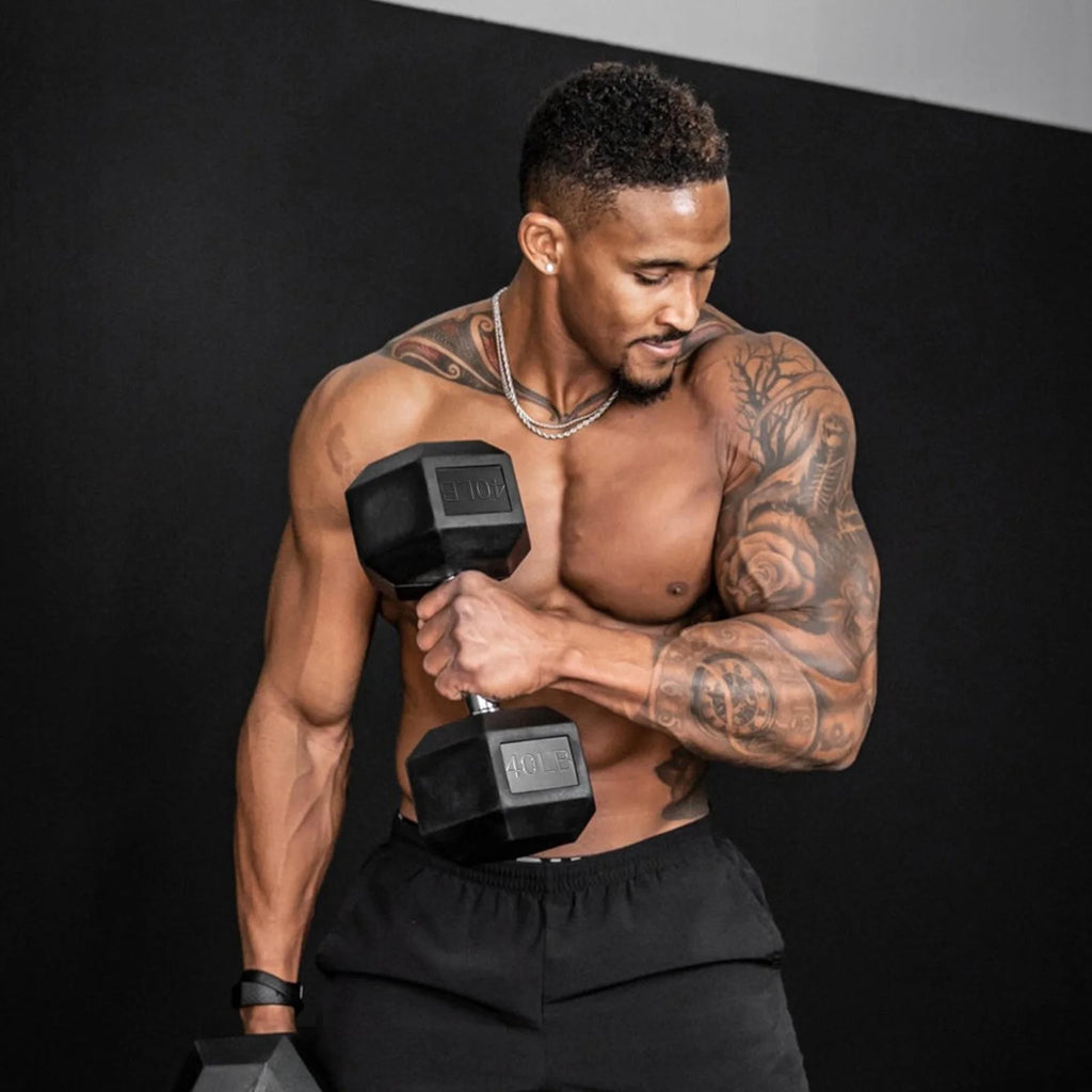 Rubber Hex Dumbbell Set with Racks U885
