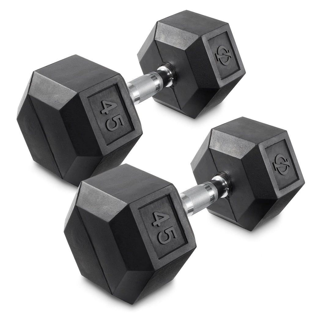45 lb Rubber Coated Hex Dumbbell Pair B84629