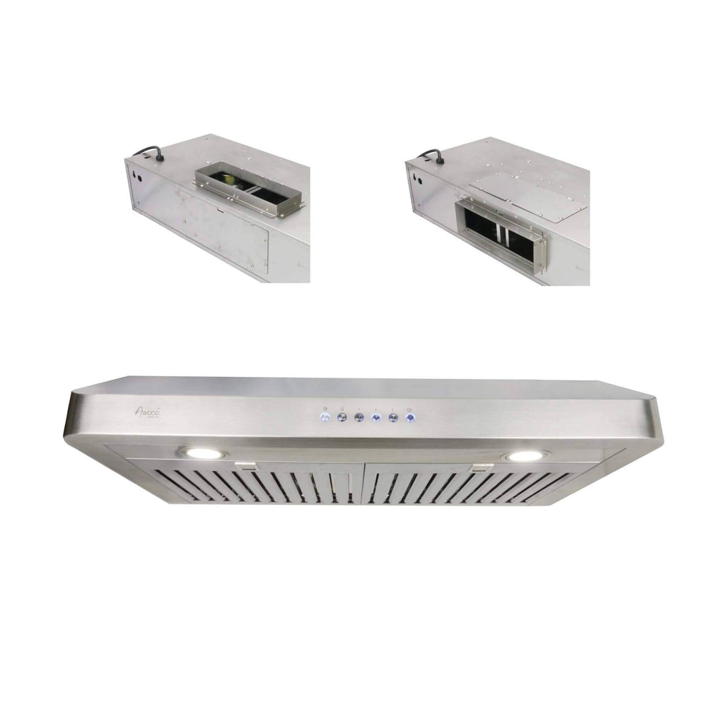 Rectangle Vent 6x22 High Stainless Steel Under Cabinet 4 Speeds 900CFM Range Hood with LED Lights E569