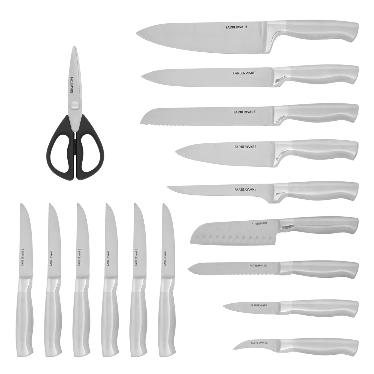17 Piece Stainless Steel Knife Block Set Y627