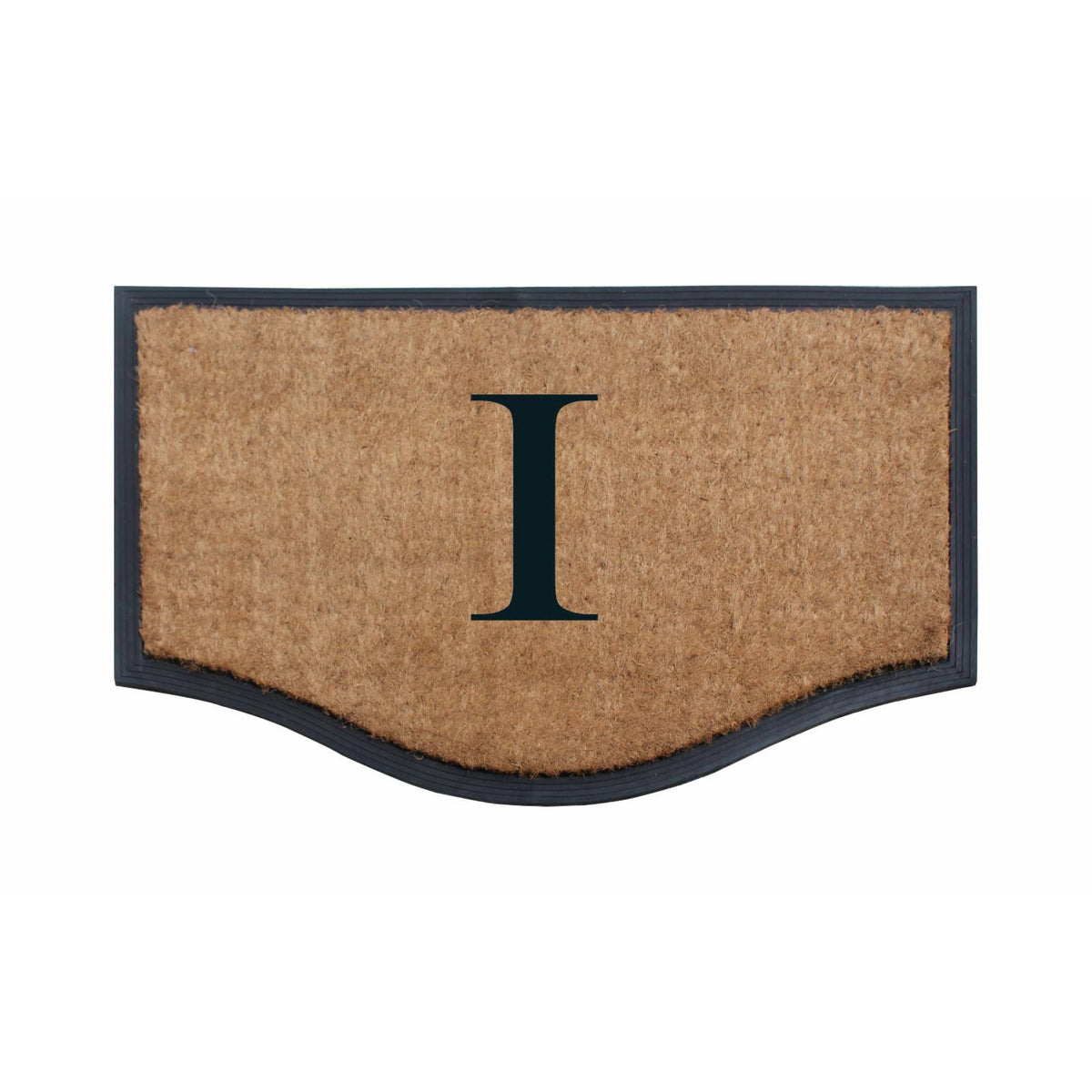 Black Beige Rubber Coir Non-Slip Extra Large Monogrammed Doormat O819281