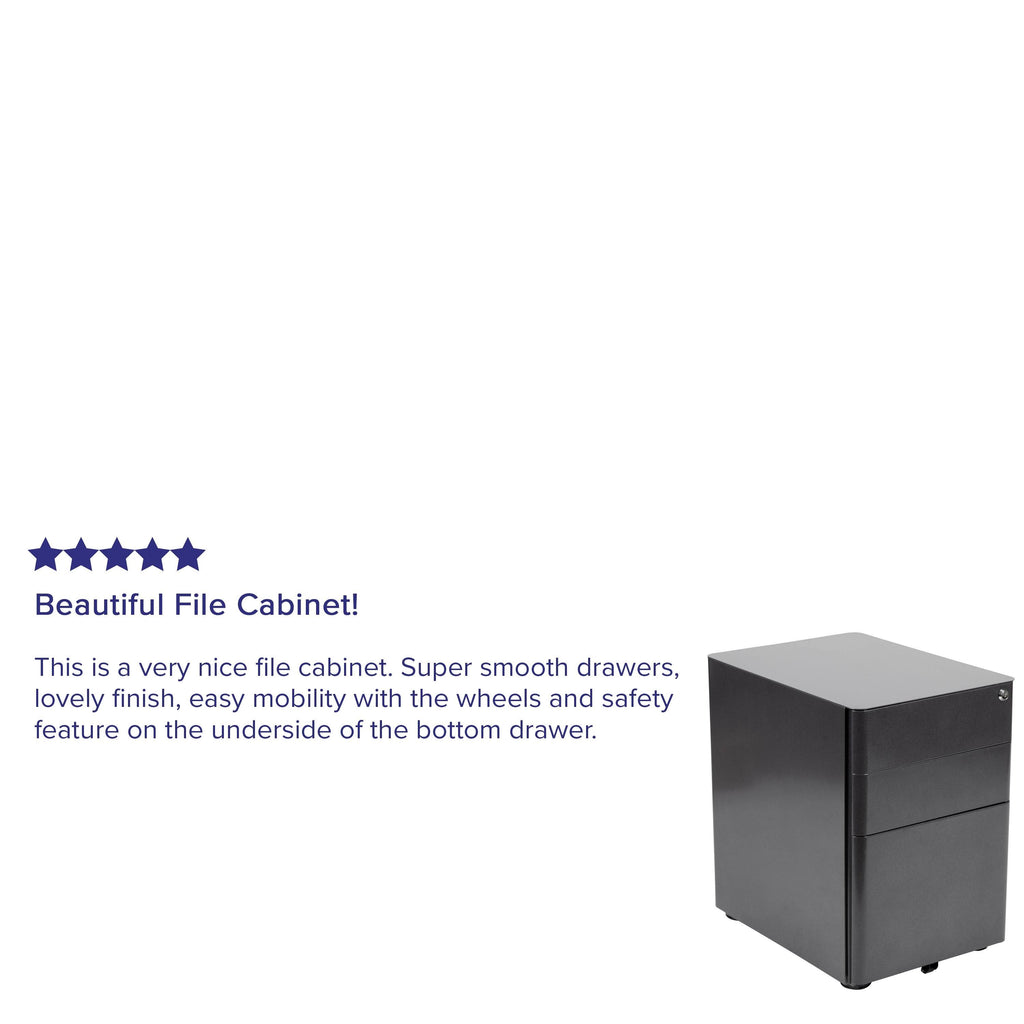 White 3-Drawer Mobile Locking Filing Cabinet O854717