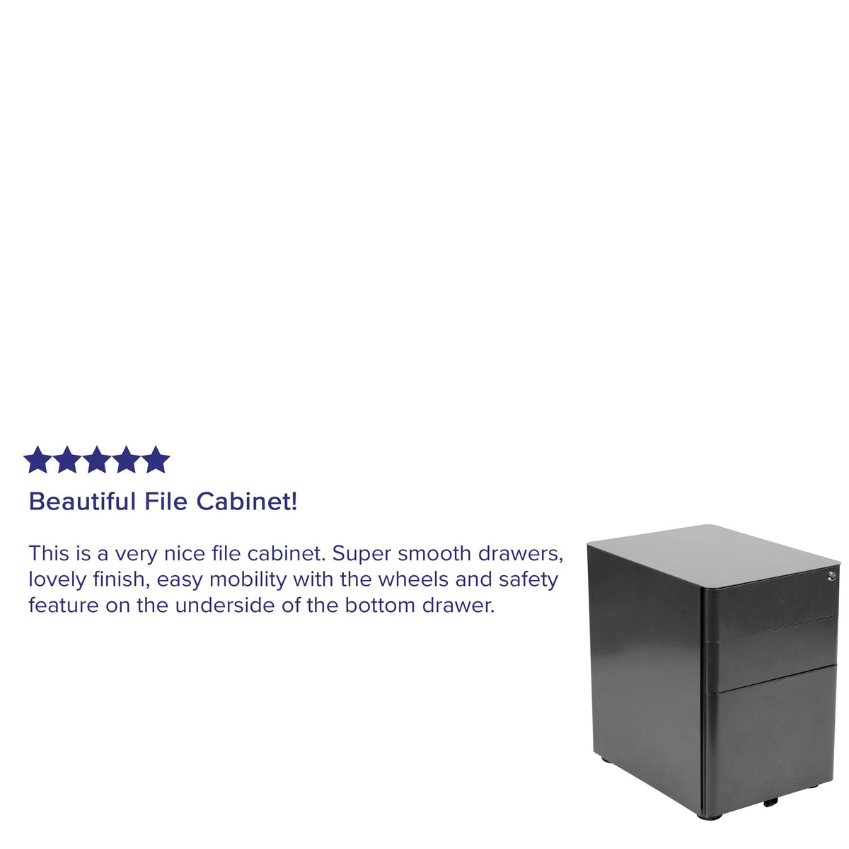 White 3-Drawer Mobile Locking Filing Cabinet O854717