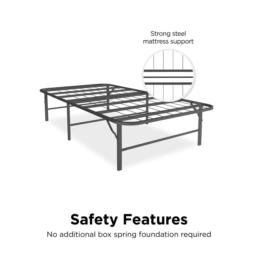 Foldable Metal Platform Bed Frame, Black Twin N340