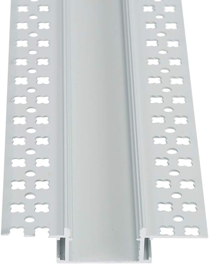 Plaster-in LED Aluminum Channel 6-Pack 3.3ft/1m with Flange for LED Strip, Drywall Aluminum Profile with Clip-in Diffuser and End Caps S81070