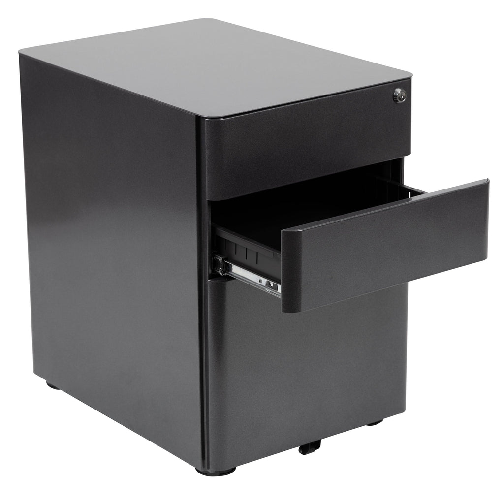 White 3-Drawer Mobile Locking Filing Cabinet O854717
