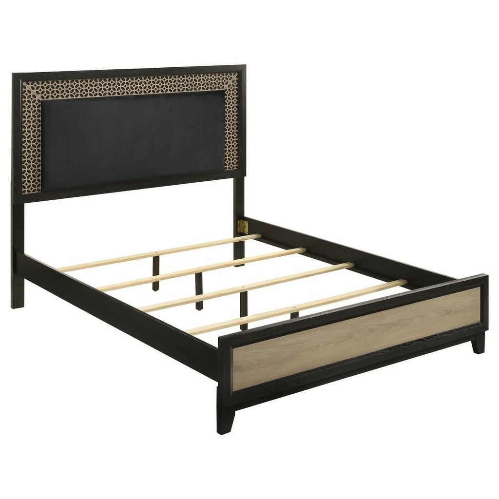 Light Brown Black Wood Eastern King Bed with Headboard L712773