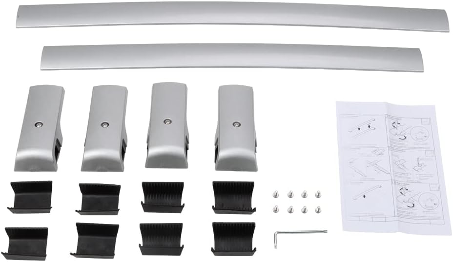 Silver Cross Bar Roof Rack Rail Rooftop Cargo Accessories C777381