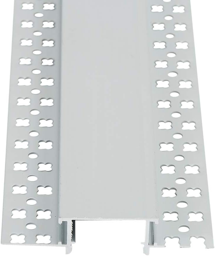 Plaster-in LED Aluminum Channel 6-Pack 3.3ft/1m with Flange for LED Strip, Drywall Aluminum Profile with Clip-in Diffuser and End Caps S81070
