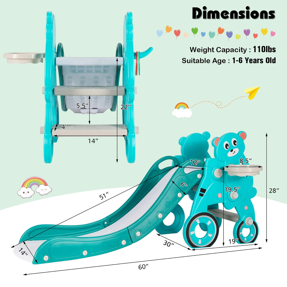 Foldable Baby Slide Toddler Climber PlaySet Pink R806987