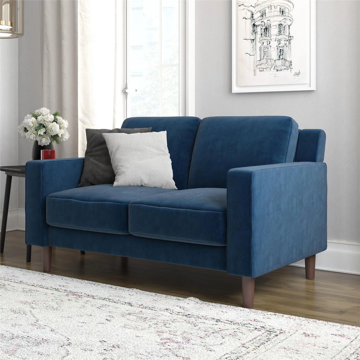 Blue Velvet 2 Seater Sofa L842