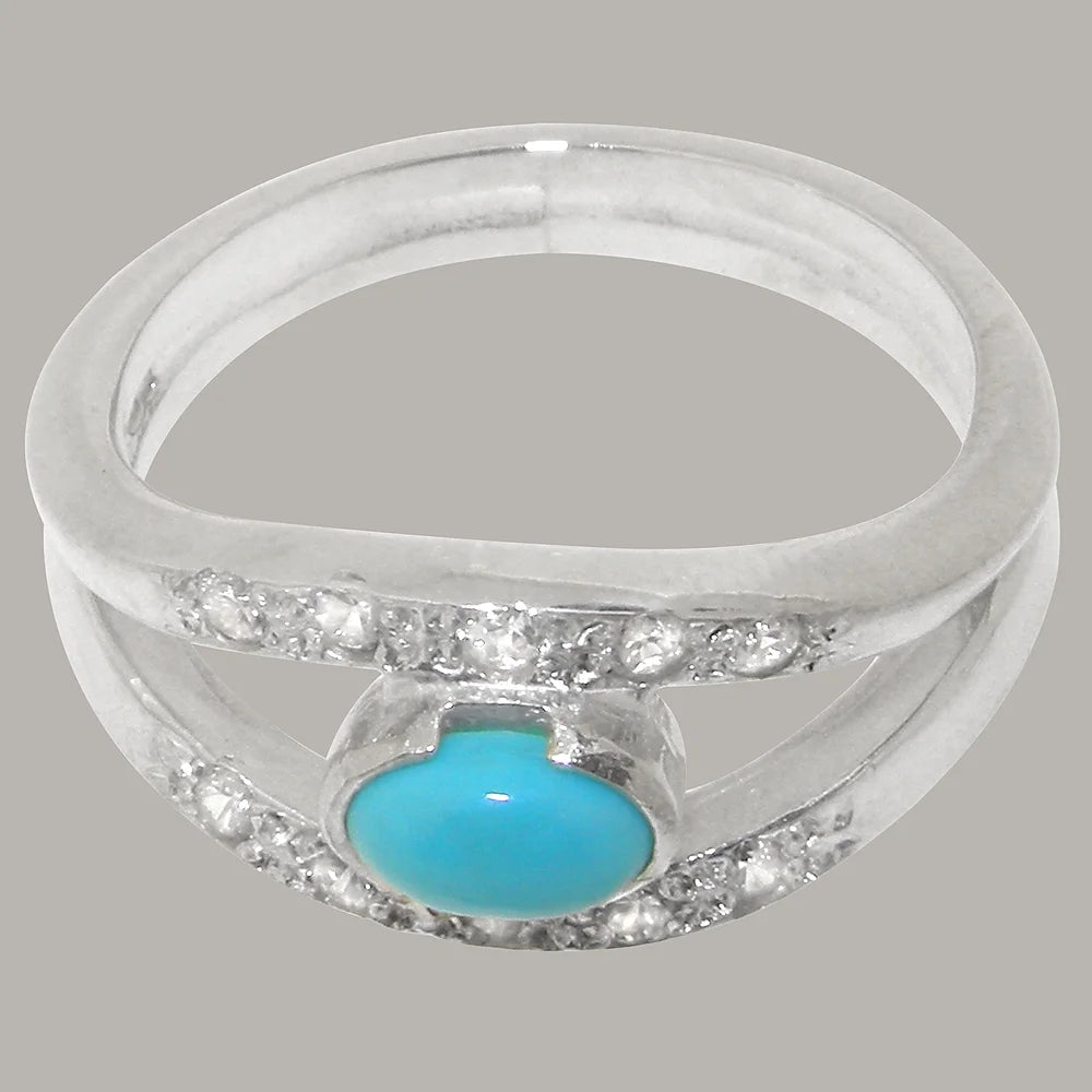 14k White Gold Turquoise Cubic Zirconia Womens Engagement Ring H281206