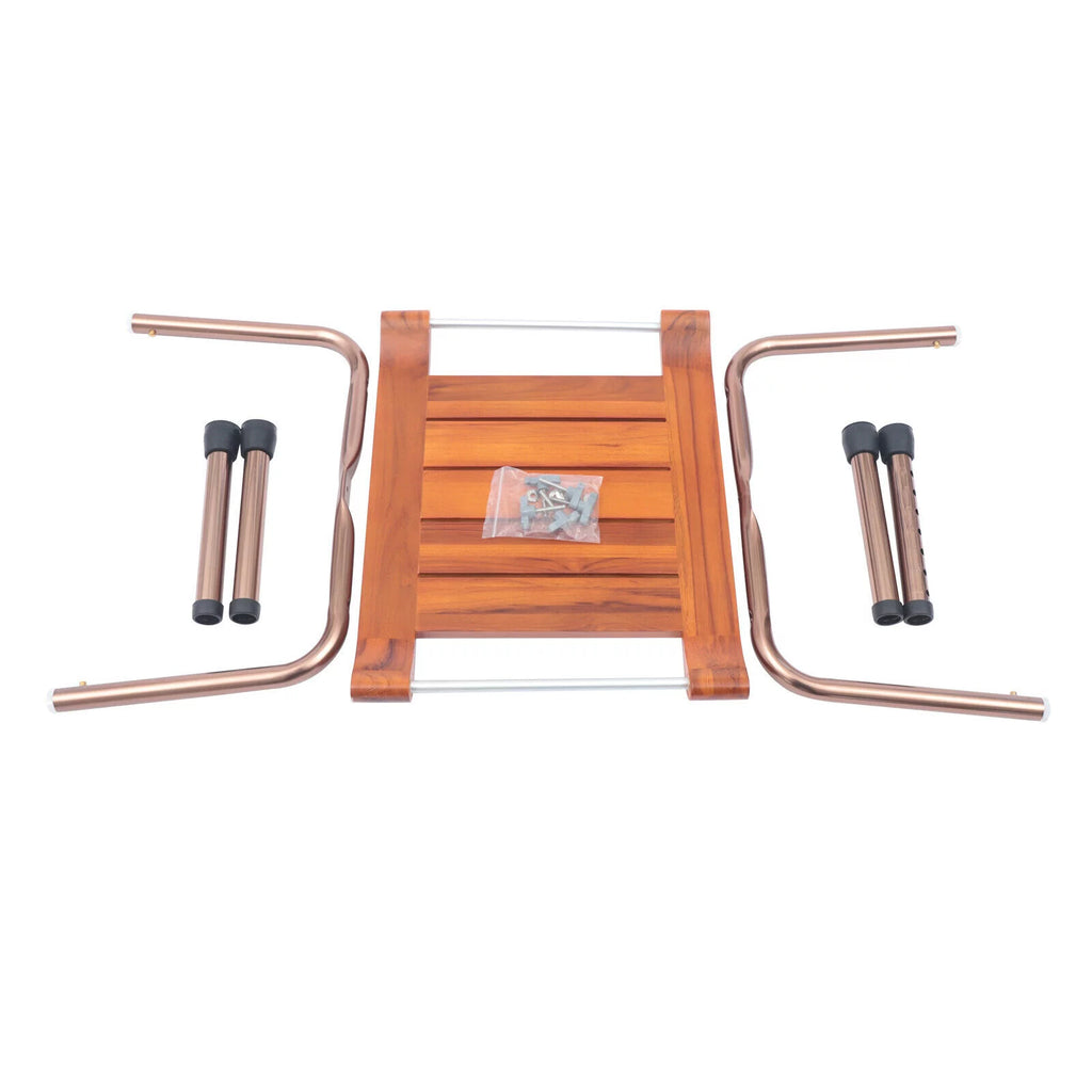 Teak Shower Stool Non-Slip Adjustable W728049