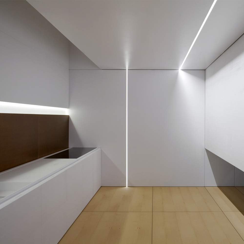 Plaster-in LED Aluminum Channel 6-Pack 3.3ft/1m with Flange for LED Strip, Drywall Aluminum Profile with Clip-in Diffuser and End Caps S81070