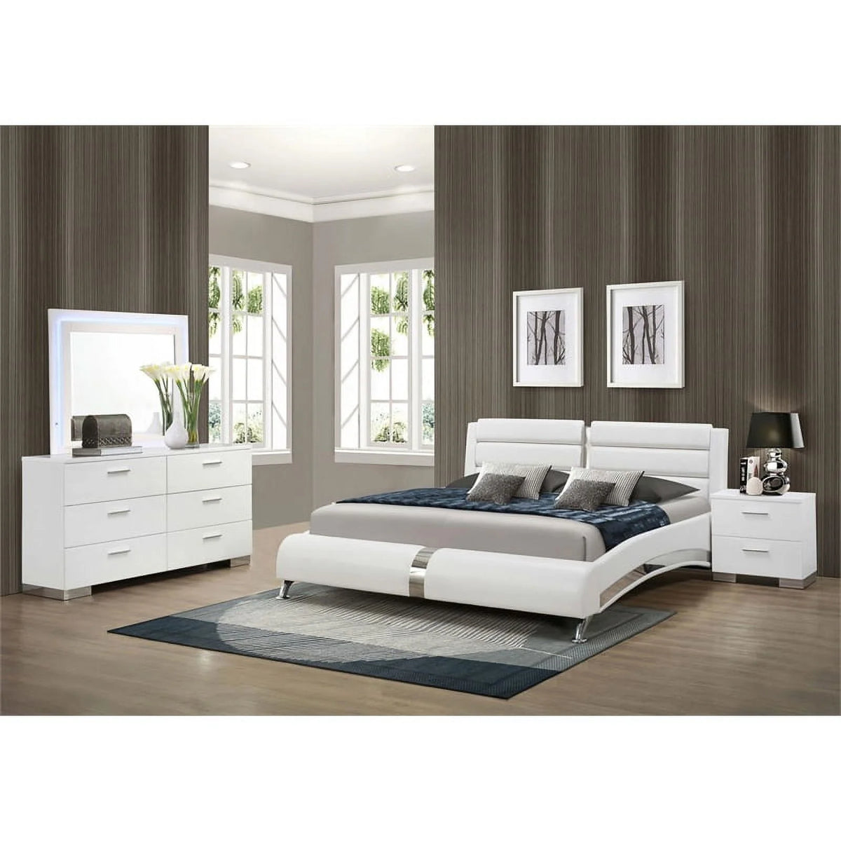 4-Piece Faux Leather Queen Bedroom Set B303
